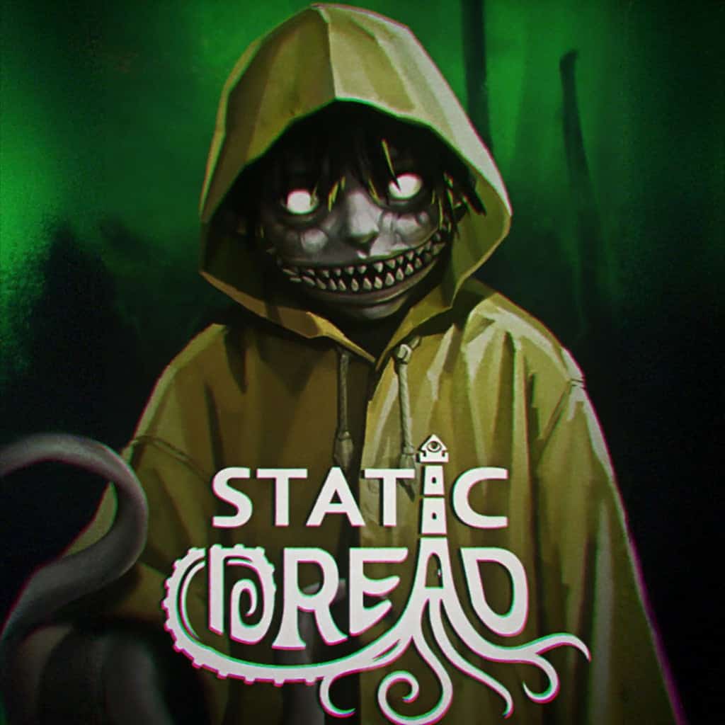 Dark horror-themed character with glowing eyes in a yellow hoodie for Bottled Tastes.