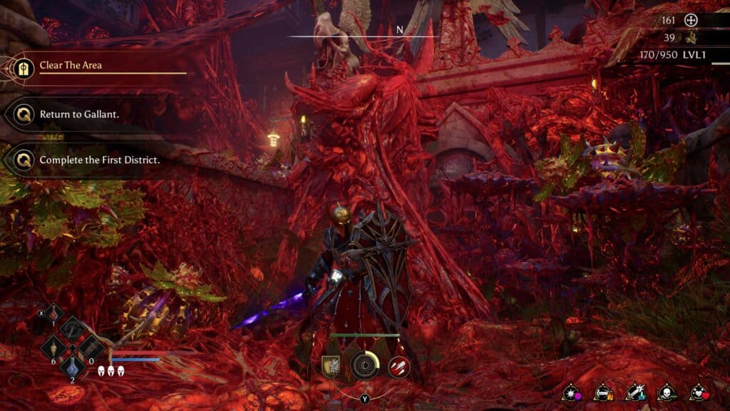A fierce boss fight in a dark, red-lit forest setting from Elden Ring game.