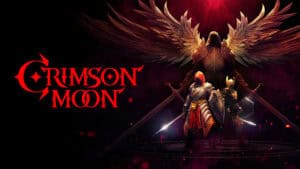 Dark fantasy game scene with armored warriors and a winged figure.